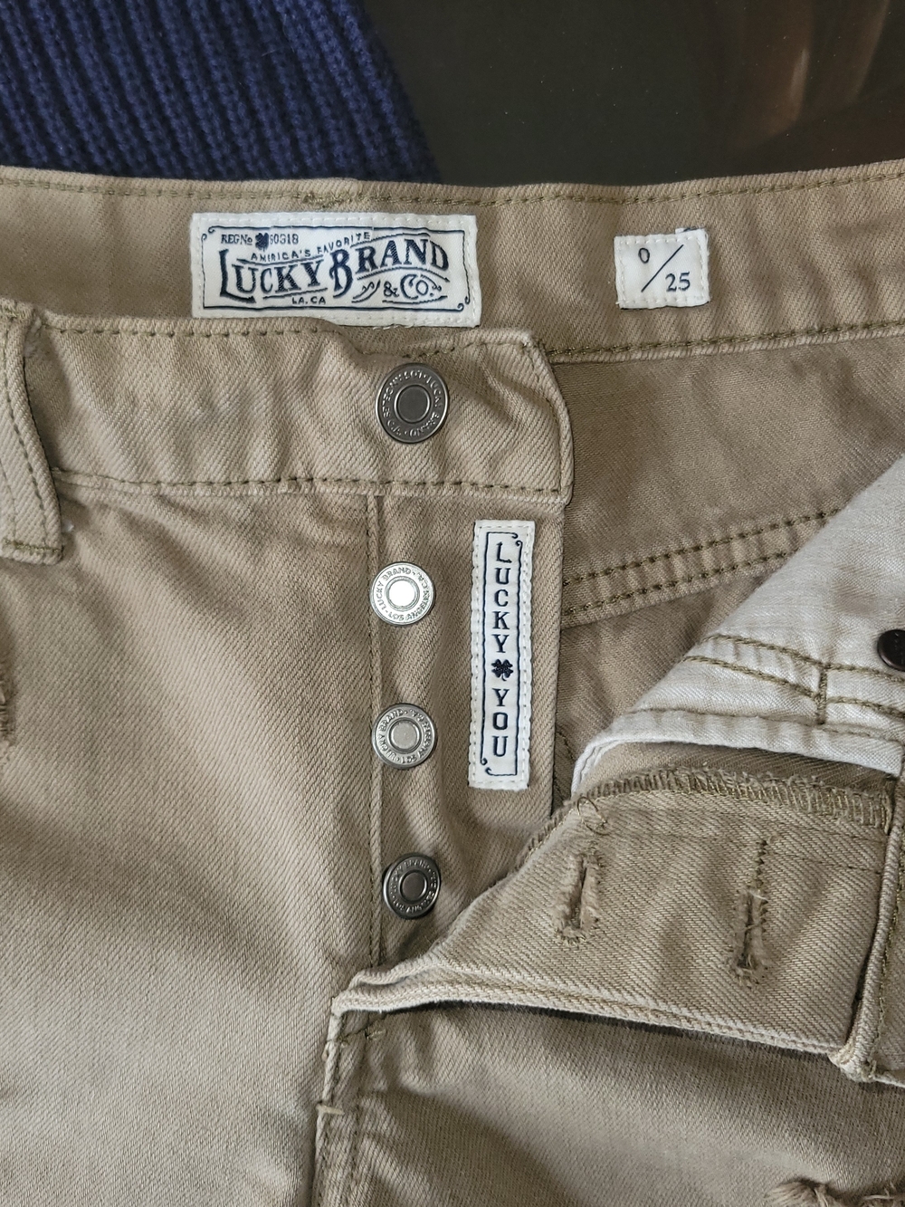 Lucky Brand Women’s Strigid Medium-low Rise Khaki Jean Shorts - Button-Fly